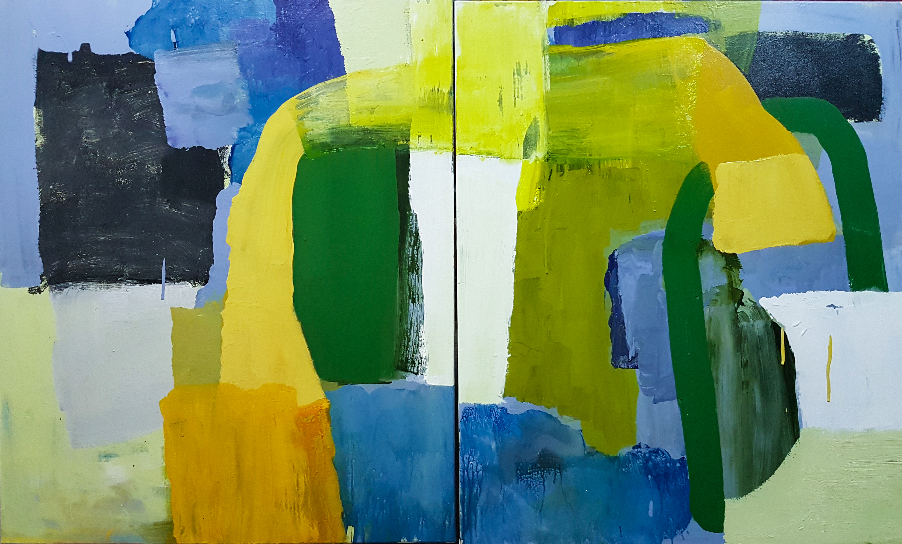 blue and green painting